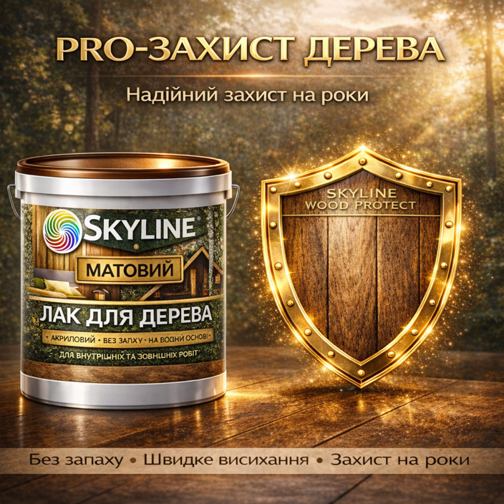 Лак для дерева Skyline матовий акриловий прозорий без запаху для внутрішніх та зовнішніх робіт 3 л Харків - фото 8