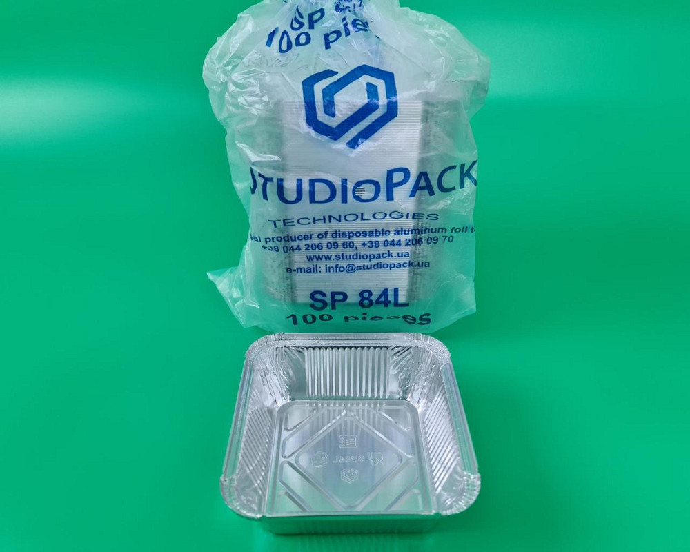 Контейнер з харчової алюмінієвої фольги прямокутний 850мл SP84L 100шт/уп (1 пач.) Харків - фото 1
