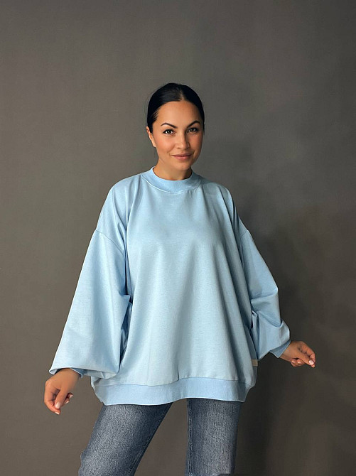 Світшот жіночий MY CITY 3044 широкий оверсайз супер вільного крою великі розміри, блакитний, one size Київ - фото 16