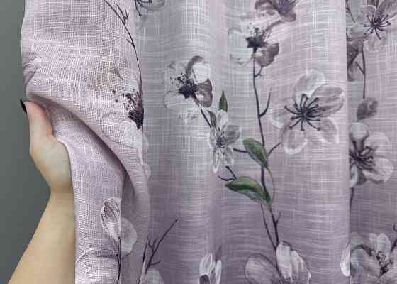 Тюль-штора VR-Textil 1877т Льон Фіолетовий з білим 400х270 см (42-1083) Київ