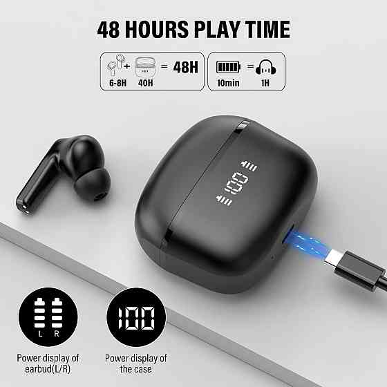 Навушники-перекладач MD037 чорні AI Bluetooth 5.4, 144 мови, 48 год, 4 режими перекладу, ENC, сенсорні, бездротові Київ