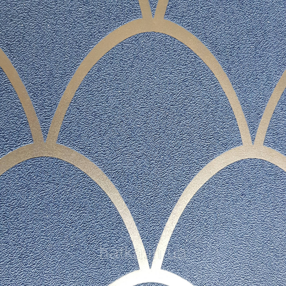 Шпалери вінілові на флізелін Marburg New Spirit Schoner Wohnen геометрія напівкола смуги золотом на синьому Київ - фото 3
