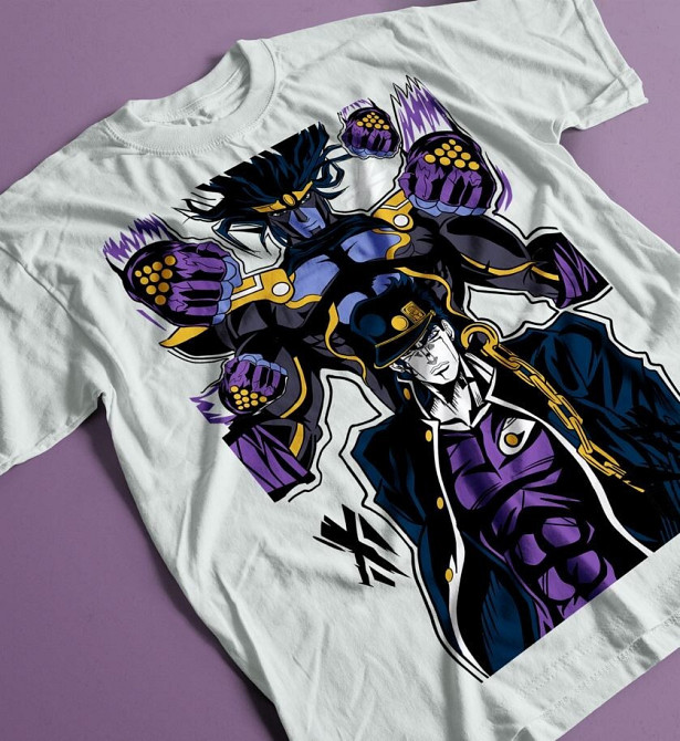 Футболка чоловіча з аніме принтом Джоджо С Бізарре Адвентуре оверсайз (S/M/L) Чорний AnimeJ1177 Дніпро - фото 7