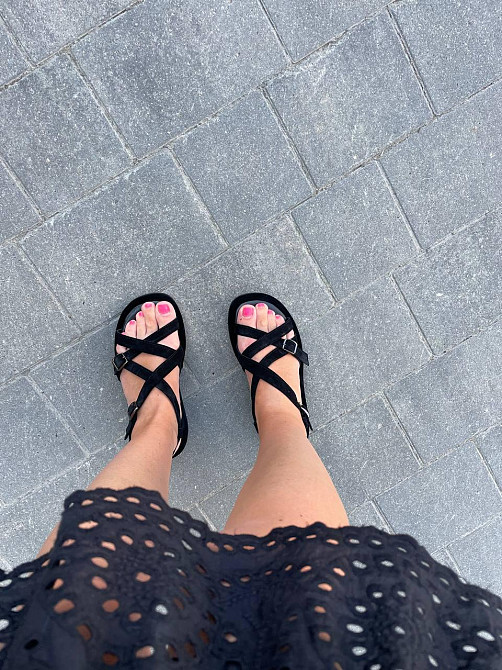 SiniorA Босоніжки замшеві жіночі чорні на низькому ходу літні / Босоніжки натуральна замша Sini Коломия - фото 8