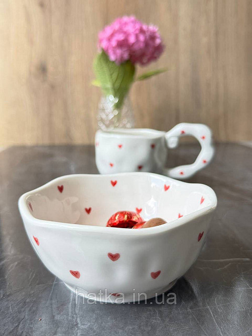 Салатник піала Olens "Міні сердечка" 300 мл кераміка 8030-437 Київ - фото 1
