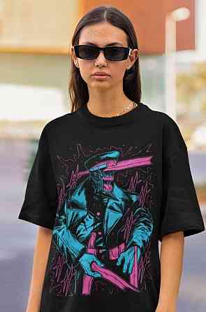 Футболка для мальчика аниме Человек-бензопила оверсайз (рост от 165 до 180 ) Черний AnimeJ0804m Днепр