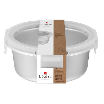 Харчовий контейнер Bergner Go Lovers з нержавіючої сталі круглий 1,5 л (BG-36316-GY) Вінниця - фото 2