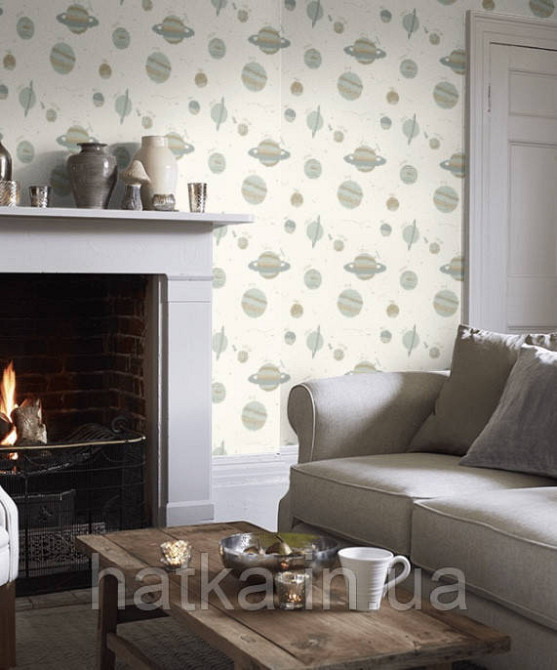 Детские флизелиновые обои Caselio Our Planet космос планеты звезды надписи на белом фоне Киев - изображение 1