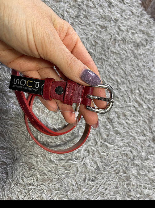 Стильный женский пояс красного цвета из натуральной кожи 20 мм PS Leather Киев - изображение 3
