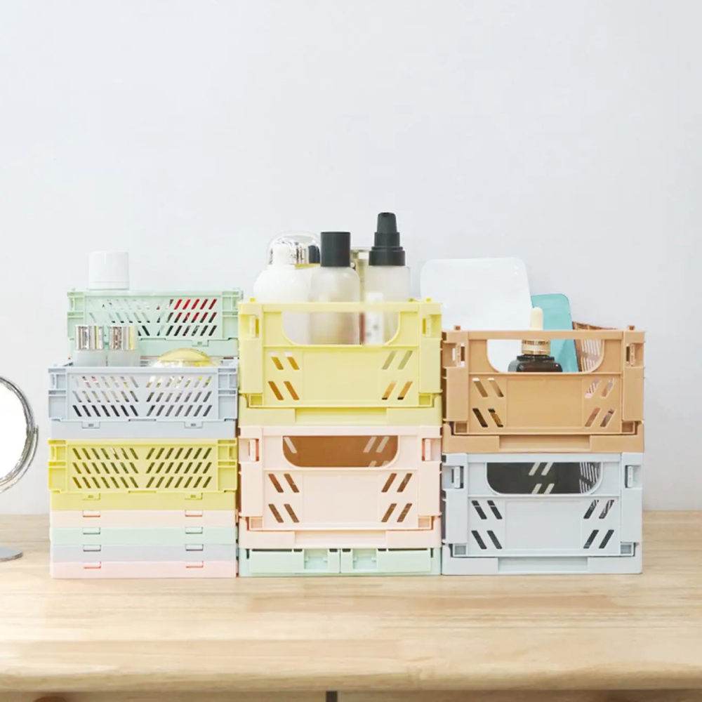 Пластиковый органайзер, складная корзина для хранения, контейнер  с ручками, 15×9.8×5.7см, цвет бежевый Каменец-Подольский - изображение 5