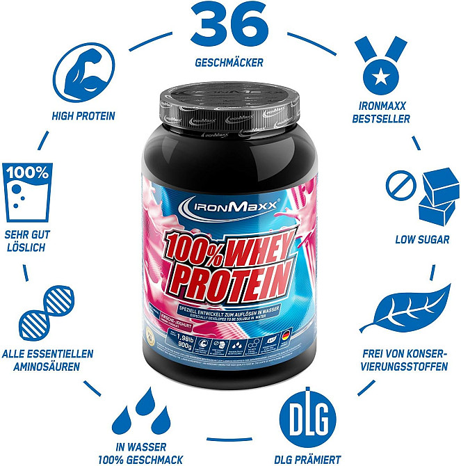 Протеїн Ironmaxx 100% Whey Protein 900 g (Cherry-Yoghurt) Луцьк - фото 3