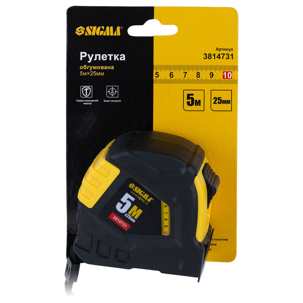 Sigma Рулетка обрезиненная 5м×25мм SIGMA (3814731) Киев - изображение 2