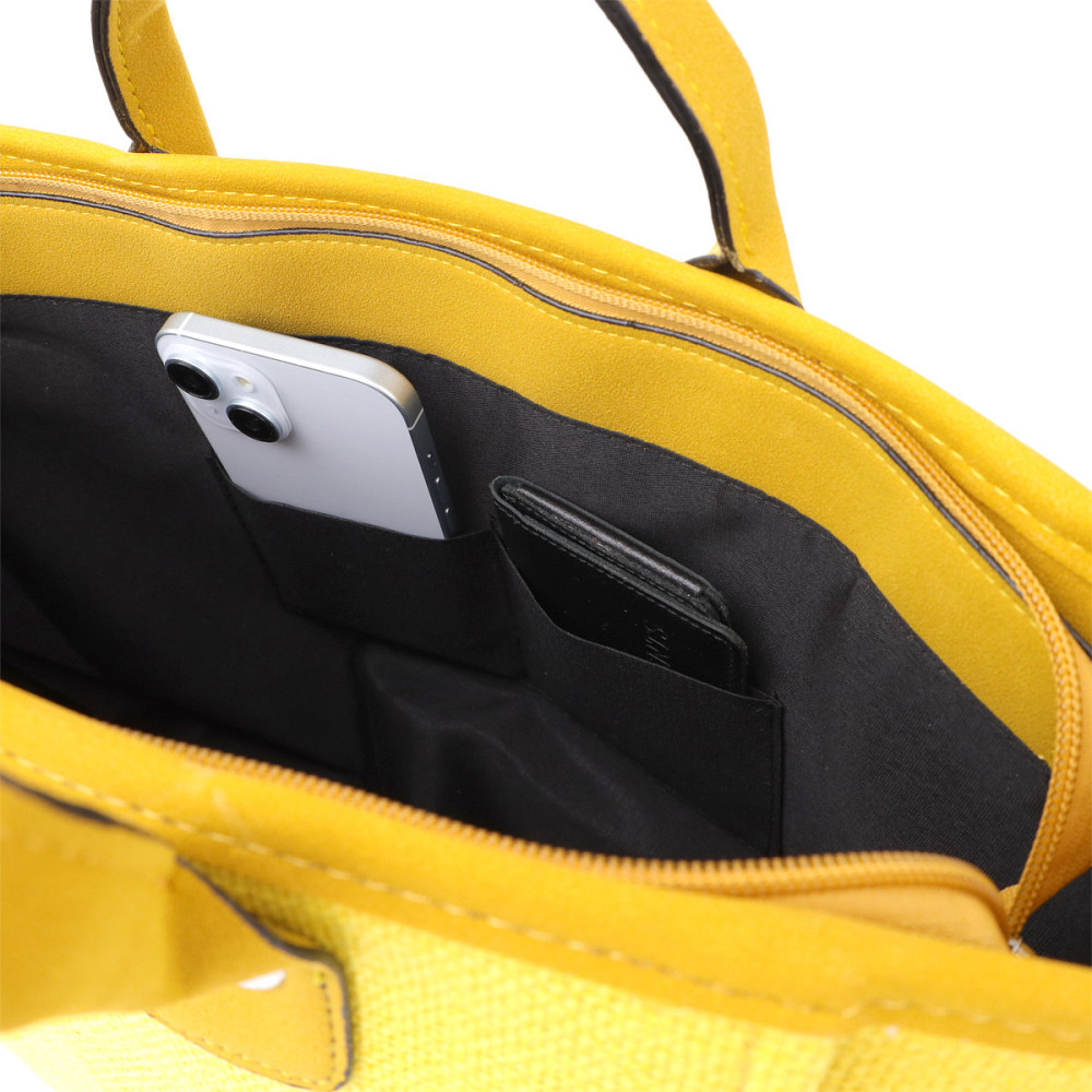 Яскрава жіноча сумка на літо з якісного текстилю Vintage sale_15135 Жовтий Київ - фото 5