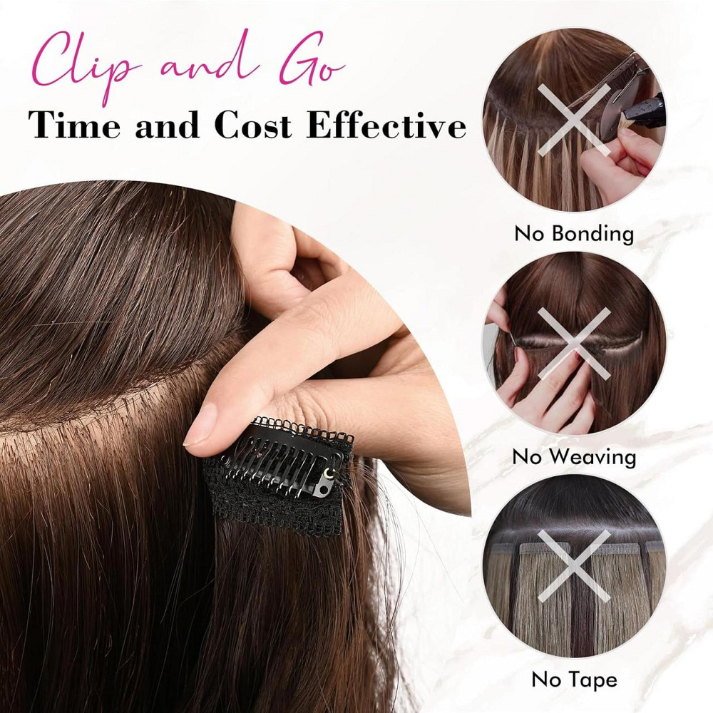 Накладные волосы пряди на клипсах 60 см, 4 шт, длинные волнистые шоколадно-коричневые, тресы для наращивания Киев - изображение 4