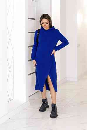 Тепла трикотажна сукня міді з капюшоном "Era" | Норма і батал Електрик, 42-44 Київ