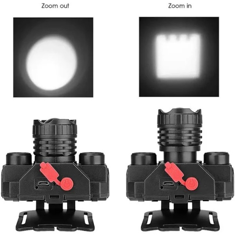 Налобний ліхтар Bailong KX-1805 з діодами COB і XPE, функцією ZOOM, акумулятором 18650 та 4 режимами роботи Одеса - фото 4