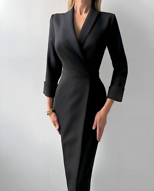 Жіноча стримана сукня-піджак костюмка Чорний Одеса - фото 4