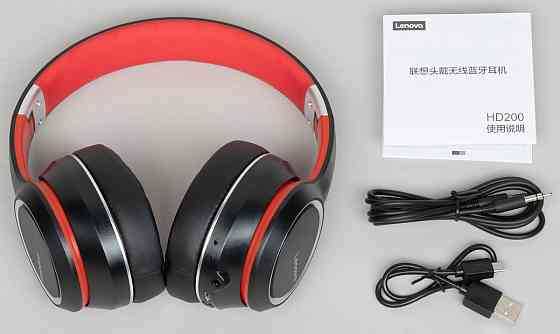 Бездротові накладні навушники з мікрофоном Lenovo HD200 Bluetooth складна гарнітура для ігор з шумозаглушенням, червоно-чорний Запоріжжя