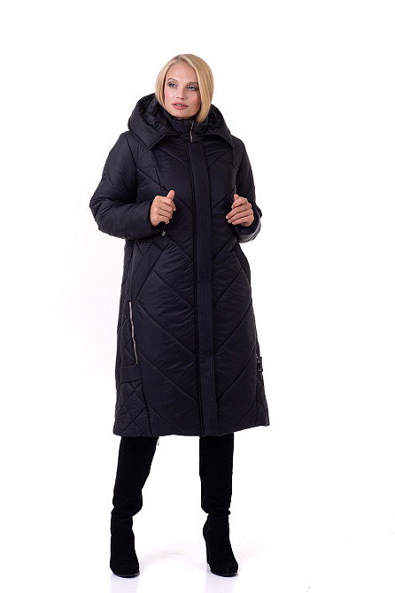 Жіночий пуховик без хутра чорний Київ - фото 4