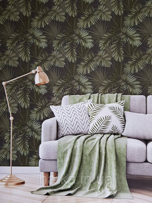 Шпалери флізелінові eco Decoprint Essentials EE22534 листя папороть зелені салатові Київ - фото 1