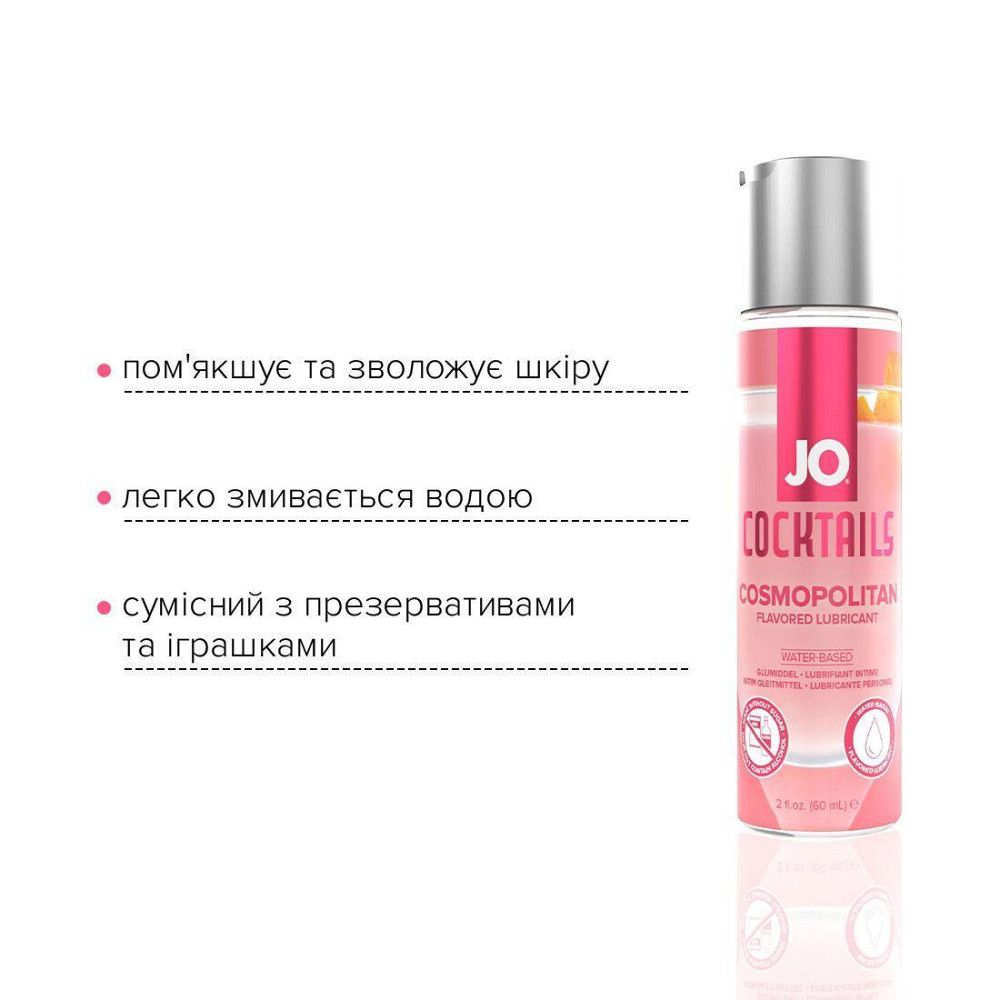 Лубрикант на водной основе JO Cocktails — Cosmopolitan без сахара, растительный глицерин (60 мл) Sex Aura Киев - изображение 3