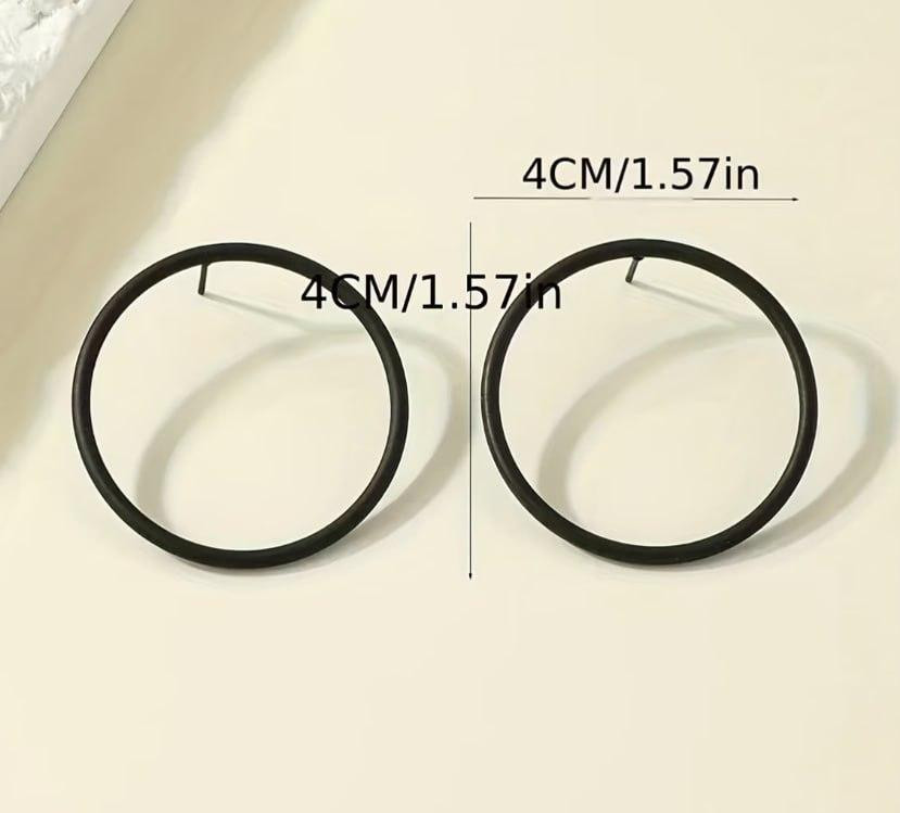 Сережки-кільця 4 см чорні, круглі жіночі сережки з застібкою гвоздик Київ - фото 3