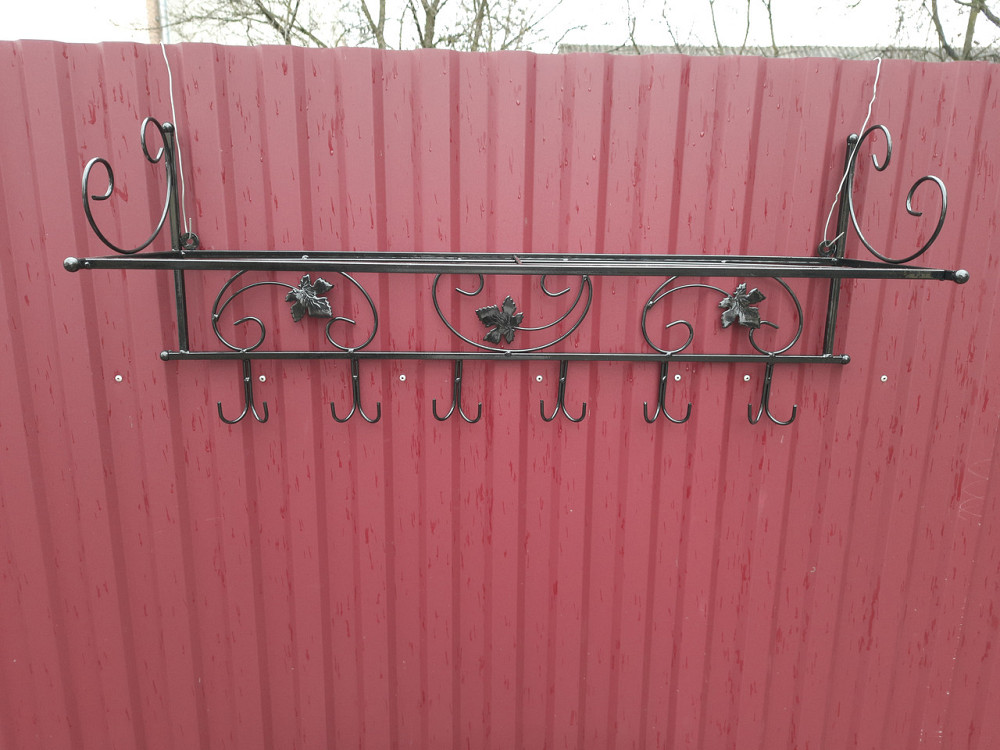 Вешалка кованая настенная большая M-082 для одежды Черный Киев - изображение 5