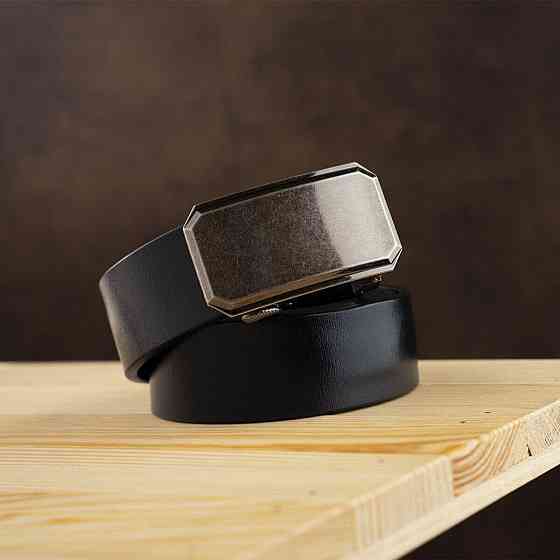 Ремінь чоловічий з кутовою пряжкою Vintage 20274 Чорний Київ