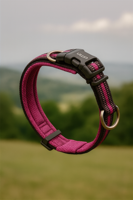 Світловідбиваючий нашийник для собак Umi Pink розміру M (40-66 см): безпека, комфортний неопрен, надійний замок-пряжка Київ - фото 1