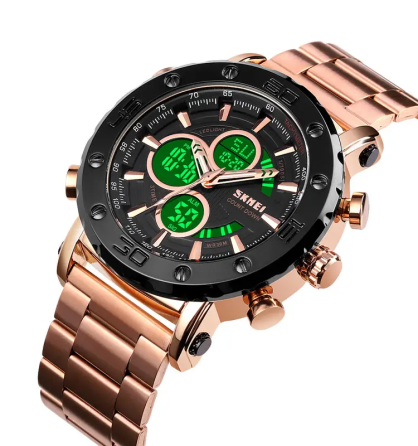 Мужские часы Skmei 1636 с браслетом Розовое золото Винница