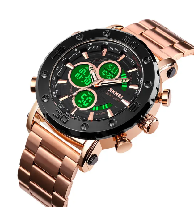 Чоловічий годинник Skmei 1636 з браслетом Рожеве золото Вінниця - фото 4