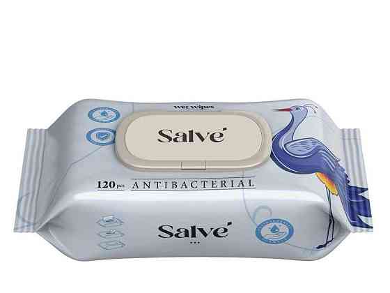 Вологі серветки 120шт Антибактеріальні Salve (клапан) ТМ SALVE Київ
