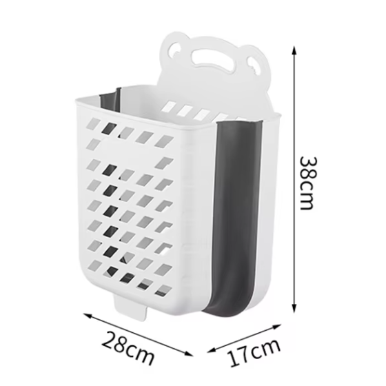 Підвісний пластиковий органайзер-кошик для білизни з ручкою, складна конструкція, 28×17×38см, білий колір Кам'янець-Подільський