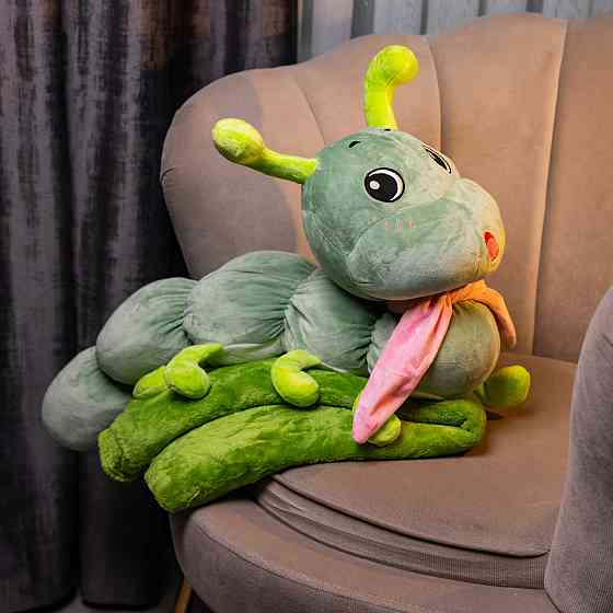 М'яка іграшка-подушка з пледом Гусениця 110×170 (см) плюшевий дитячий плед 3в1 Зелений 7127-GR Коломыя