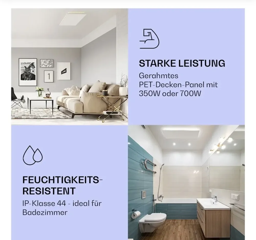 Інфрачервоний обігрівач Klarstein Wondersky 700W 60x120см 10038380 Німеччина Дніпро - фото 7