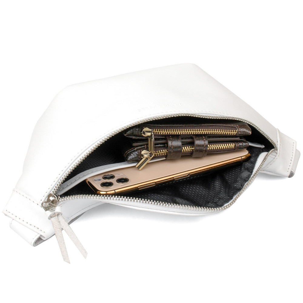 Стильна шкіряна сумка на пояс GRANDE PELLE 11356 Білий Київ - фото 5
