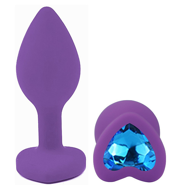 Силиконовая анальная пробка EGZO - Silicone Violet Heart Plug Blue, size S Sex Aura Киев - изображение 2