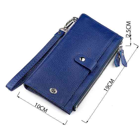 Кошелек женский ST Leather 18416 (ST420) с ремнем на запястье Синий Киев