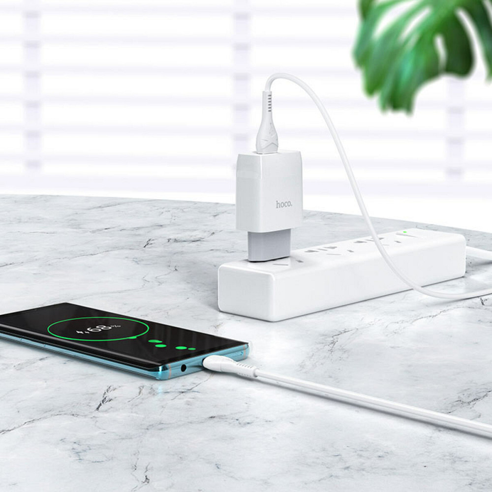 Мережевий зарядний пристрій HOCO C72Q Glorious single port QC3.0 charger set(Type-C) 18W White Київ - фото 3