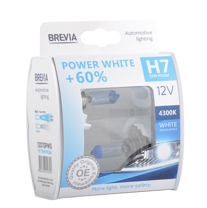 Галогенова лампа Brevia H7 12V 55W PX26d Power White +60% 4300K S2 Львів - фото 1