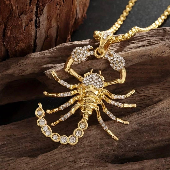 Подвеска скорпион на цепочке золотая, кулон знак зодиака Скорпион со стразами Киев - изображение 3