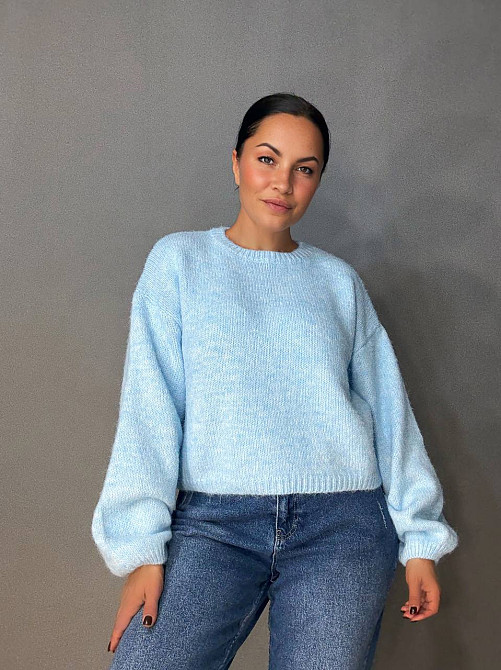 Свитер женский Fancy Matinee 6119 оверсайз меланж, голубой, one size Киев - изображение 15