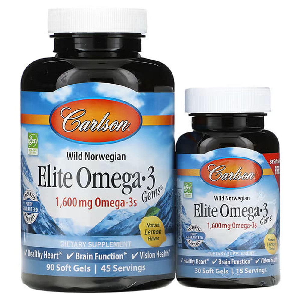 Рыбий жир с Oмега-3 (Elite omega-3) 1600 мг 90+30 капсул со вкусом лимона Киев - изображение 1