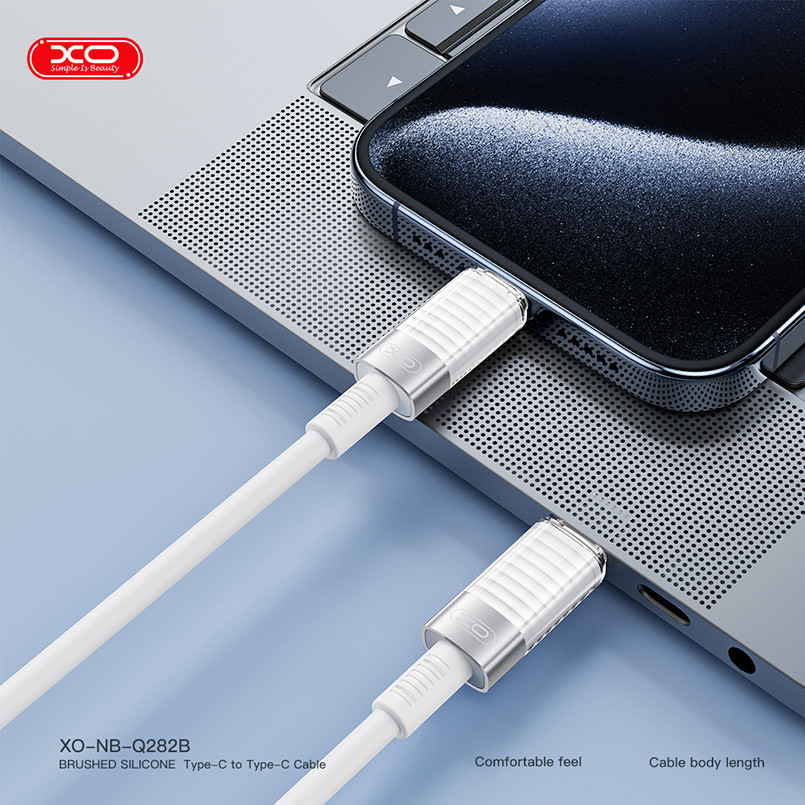 Кабель XO Brushed Silicone Type-C to Type-C 60W 1м білий Львів - фото 3