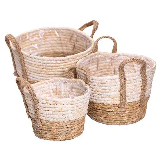Yiwu Набір кошиків для зберігання речей 3 (шт) універсальні плетені 1.5/2/3 літри Коричневий HP Коломыя