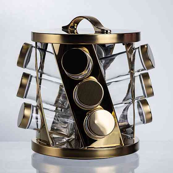 Карусель для спецій 12 баночок по 100 мл, золото HP-1369 Коломия
