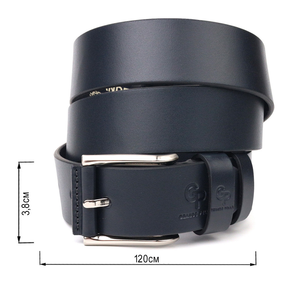 Идеальный ремень для мужчин из натуральной кожи Grande Pelle 21470 Синий Киев - изображение 3