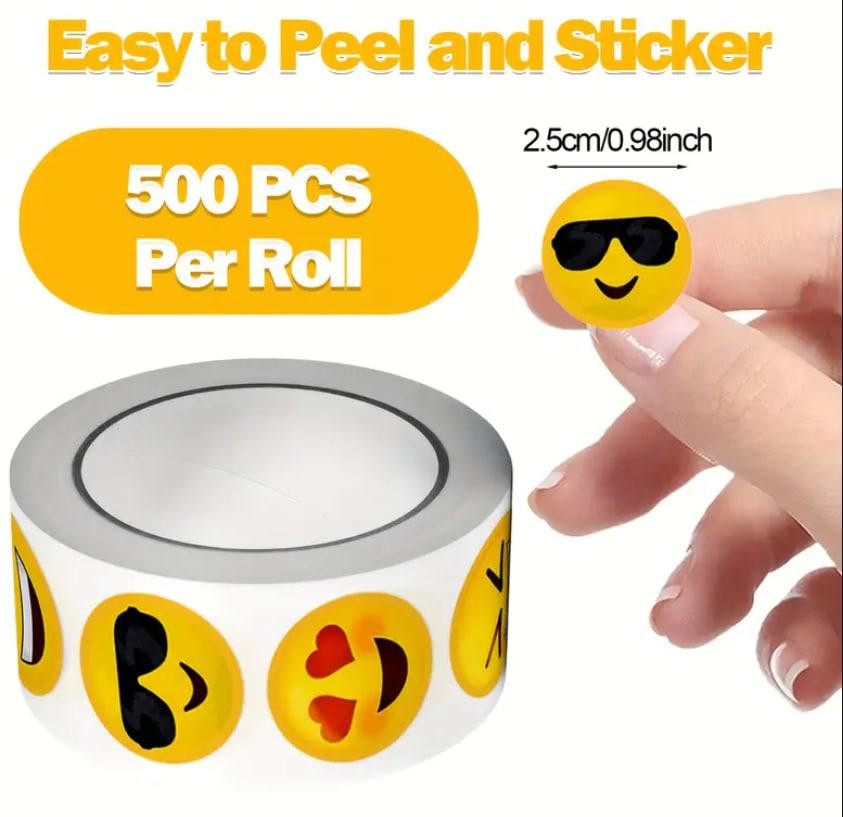 Набор стикеров-эмодзы в рулоне – 500 шт, 12 дизайнов, Ø 2.5 см Киев - изображение 4