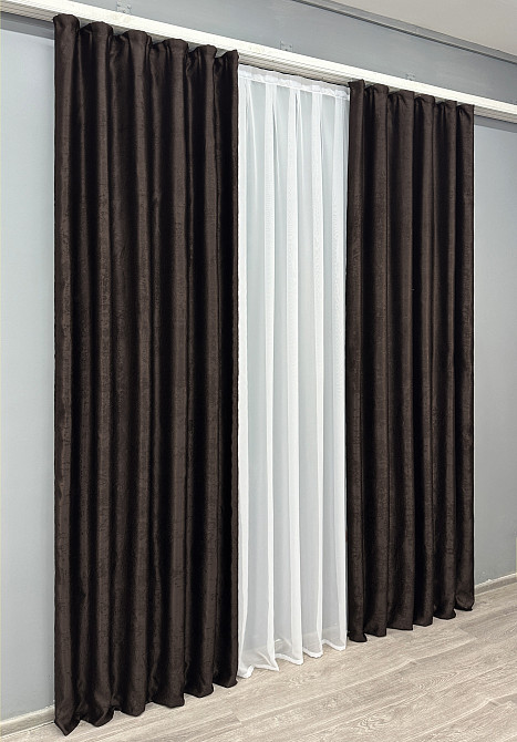 Комплект готовых штор VR-Textil Софт № 1743ш 150х275 см 2 шт. Венге (33-0809) Киев - изображение 4