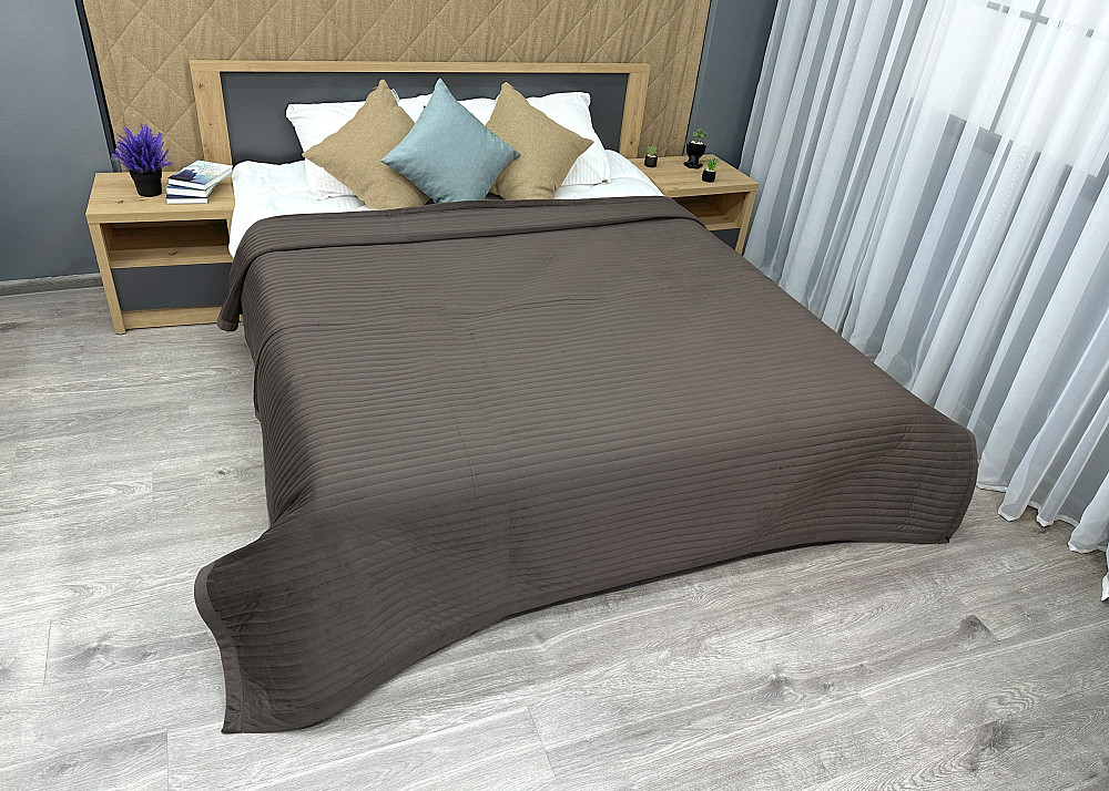 Покривало велюрове Кing Size 220х240 см колір венге (85-210) Київ - фото 3
